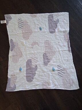 Dove Muslin Baby Swaddle with Purple Cloud Print